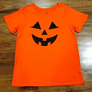 Womens Celebrate! Jack-o-lantern print orange tshirt size M